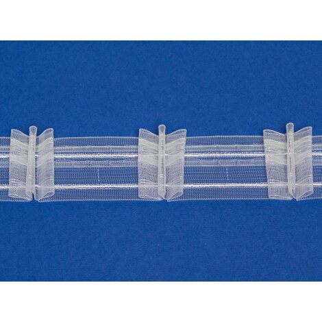 1:2 Weiß 50mm Gardinenband 10m Flach-Faltenband 2 Falten 