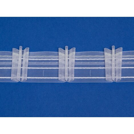 Faltenband Gardinenband Reihband breit weiß transparent, Meterware