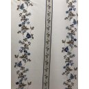 Landhaus Gardine Vorhang Dekoschal Streifen Blumenranke blau, fertig genäht