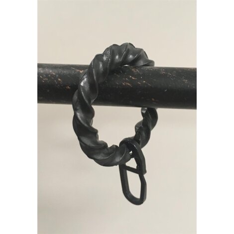 Ring mit Faltenlegehaken für Stange Landhaus Kunststoff schwarz, 10 Stück