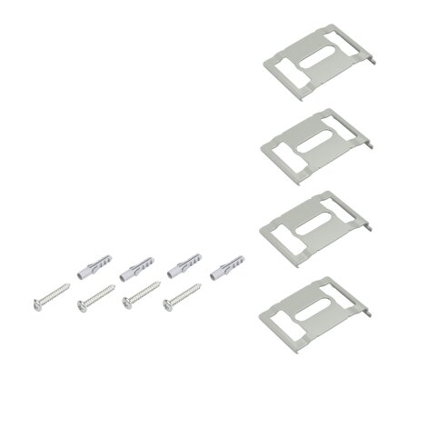 Deckenclip für Flächenvorhangschiene Track 3-4-läufig Metall weiß, silber, 4 Stk