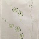 Landhaus Pannaux Vorhang Scheibengardine Blumen weiss grün H 50 cm, Meterware