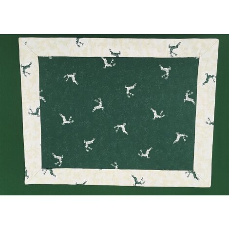 Exklusives Tischset springender Hirsch grün natur 45 cm x 35 cm