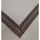 Wolltresse Einfassband Falzborte 35/17 mm dunkelbraun weiß, Meterware