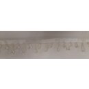 Satinband Borte Franse Zierband Kunststoffperlen creme Höhe 35 mm, Reststück 3 m