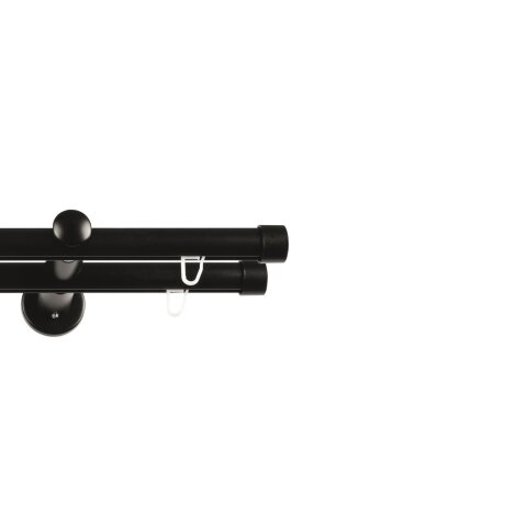 Gardinenstange Vorhangstange Innenlauf Carrera 19 mm schwarz Kappe zweiläufig 160 cm