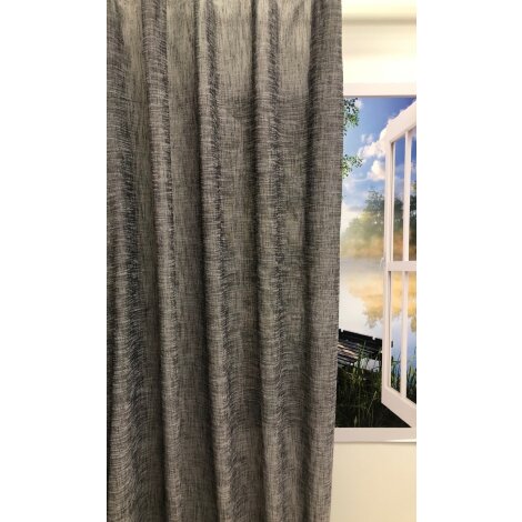 Dekostoff Gardine Vorhang Leinenoptik raumhoch grau transparent, Meterware