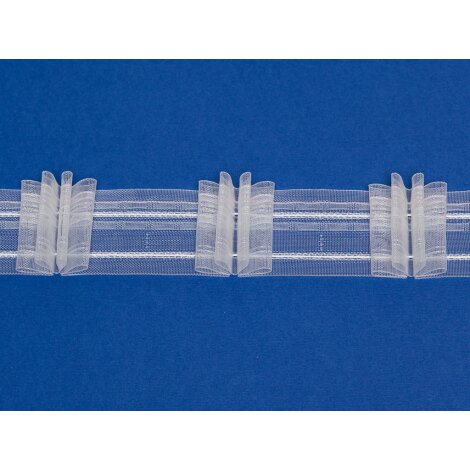 Faltenband 3 Falten Gardinenband Kräuselband weiß transparent 4 Falten 3,0